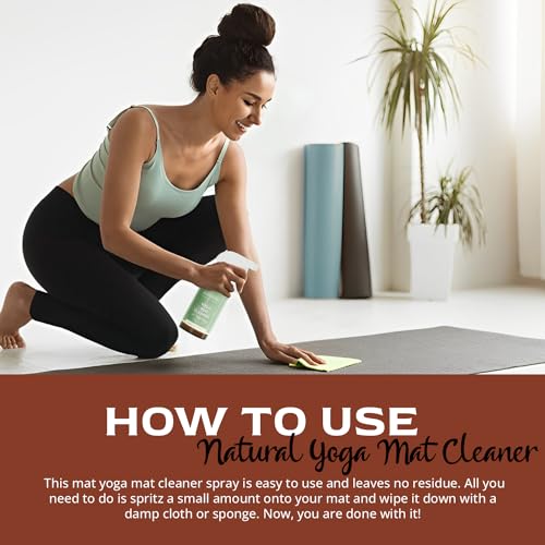 Elemental Wellness Yoga Mat Cleaner Spray – Natural Deodorizer with Essential Oils – Non-Toxic, Fresh Scent – Safe for All Mats, Gym Equipment & Accessories – 8 oz