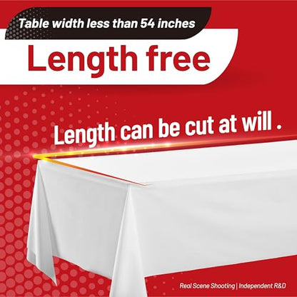 Plastic Table Cloth Disposable, 210 Ft X 54 In White Table Cloth Rectangle | Plastic Tablecloth Roll with Sliding Cutter Premium Plastic Table Cover Roll for Picnics, Parties, Birthdays, Weddings - color: White, size: 2520" x 54" (Rectangular)
