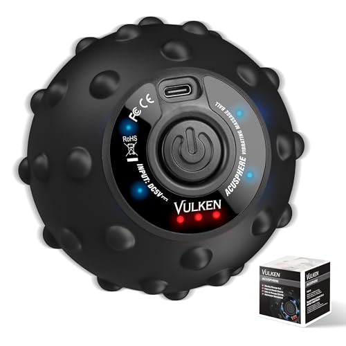 Vulken 4 Speed High Intensity Vibrating Massage Ball with USB Charging for Muscle and Deep Tissue, Plantar Fasciitis Pain Relief, Myofascial Release and Trigger Point Treatment for Back - color: Black - Usb