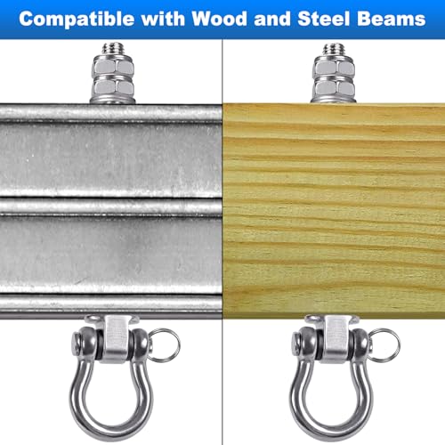 2Pcs Heavy Duty Swing Hangers with Bearings Stainless Steel Swing Hardware for Wood & Metal Beams Swing Hooks for Hanging Hammocks, Yoga Swings, Hanging Chair, Porch Swing 5" X M2/5", 1500LB Capacity - color: 2 Pack - 5"