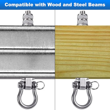 4Pcs Heavy Duty Swing Hangers with Bearings Swing Hooks for Wood & Metal Beams Stainless Steel Swing Hardware Bolts for Hanging Hammocks Chair, Yoga Swings, Porch Swing 5" X M2/5", 1500LB Capacity - color: 4 pack - 5"