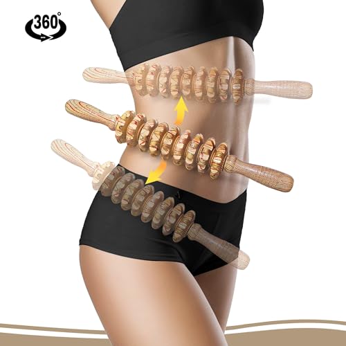 Manual Wood Therapy Massage Stick, Wooden Cellulite Muscle Roller for Legs - color: Wood Grain