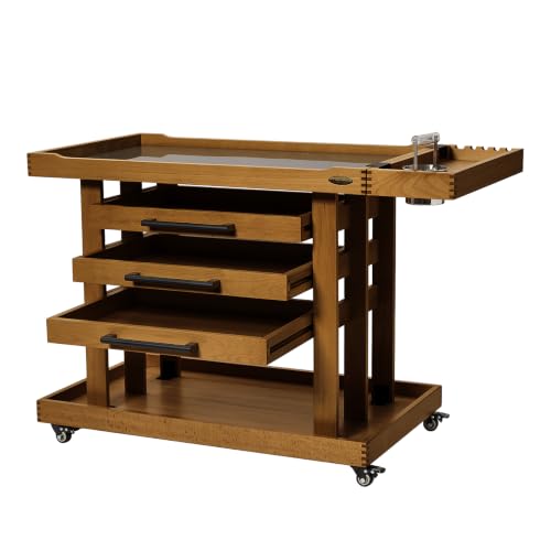 MEEDEN Extra Large Art Supplies Storage Cart: 5-Tier Utility Rolling Cart | Wood Rolling Taboret Trolley Cart with 3 Drawers, Detachable Side Tray, Brush Holder & Lockable Casters for Artist, Walnut - color: Walnut, size: Extra Large