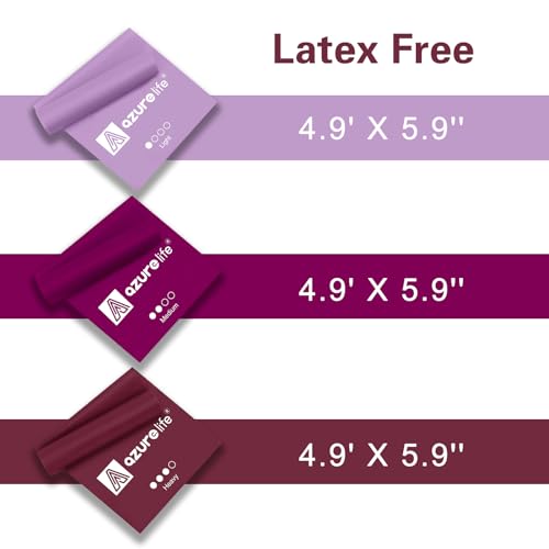 A AZURELIFE Flat Resistance Band Set (3 Pieces Total) Exercise Bands and Premium Stretch Strap with Loops