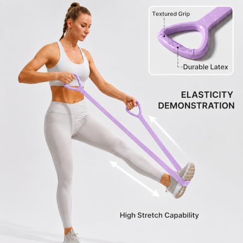 Figure 8 Resistance Band for Workout, Stretching, Yoga, Pilates, Physical Therapy and Home Fitness, TPE Exercise Band - color: Purple