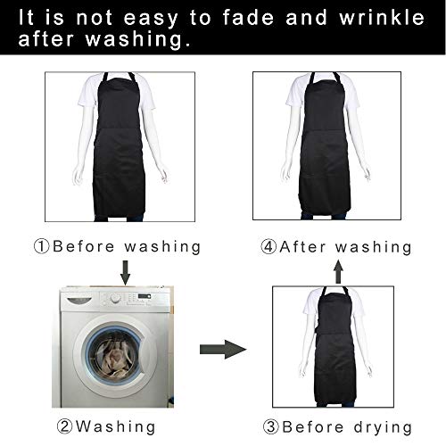 BIGHAS Adjustable Bib Apron with Long Ties for Women Men 18 Colors Chef Kitchen Cooking - color: White