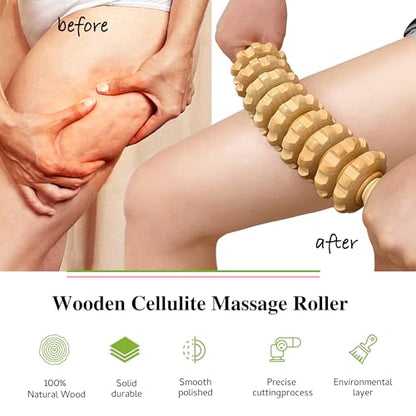 Curved Wood Therapy Massage Stick, Wooden Cellulite Muscle Roller for Legs - color: Wood Curved