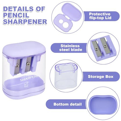 Manual Pencil Sharpener, 12 Pack, Dual Holes for School Office | Snap-on Lid, Compatible with Standard and Jumbo Pencils