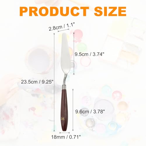 HARFINGTON 5pcs Palette Knife Painting Tool 3.74 x 1.1 Stainless Steel Art Spatula Pallet Knives Scrapers Tools with Beech Wood Handle for Acrylic Oil Canvas Mixing Spreading, Red/Silver - size: 3.74" x 1.1"