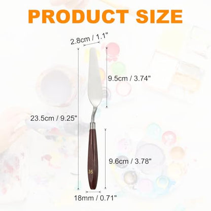 HARFINGTON 5pcs Palette Knife Painting Tool 3.74 x 1.1 Stainless Steel Art Spatula Pallet Knives Scrapers Tools with Beech Wood Handle for Acrylic Oil Canvas Mixing Spreading, Red/Silver - size: 3.74" x 1.1"