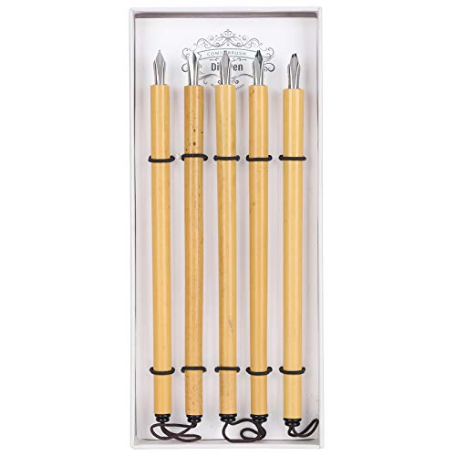Yosoo Health Gear 5PCS Bamboo Pens, Comic & Arabic Calligraphy Dip Pens (Angled Nib Set) - size: Angled nib set