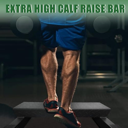 BLUSLM Upgraded Calf Raise Bar, Wide and High Squat Machine for Leg Stretching, Squat, Foot Stretch workout, Anti-Slip Solid Steel Calf Raise Block