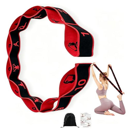 Fabric Exercise Straps, Number Stretch Resistance Bands with 10/12 Loops - color: Black, size: 10Loops