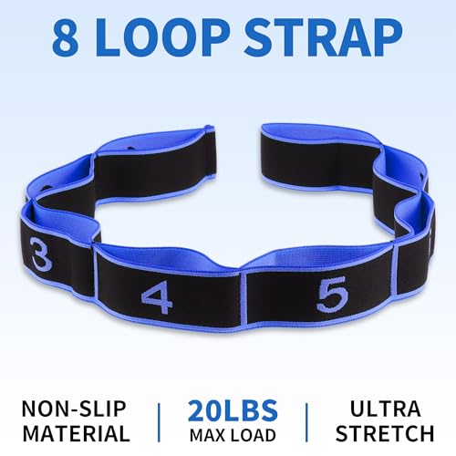 Stretch Strap, Yoga Stretching Band, Elastic Stretching Strap, Yoga Stretch Strap with 8 Loops, for Effective Stretching - color: Blue