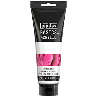 Liquitex BASICS Modeling Paste, 250ml (8.4oz) Tube | Dries to Hard, Stone-Like Opaque Matte Finish, Add Body to Paint, Mix with Color or Paint Once Dry, Can Be Handled Like Clay - style: Modeling Paste