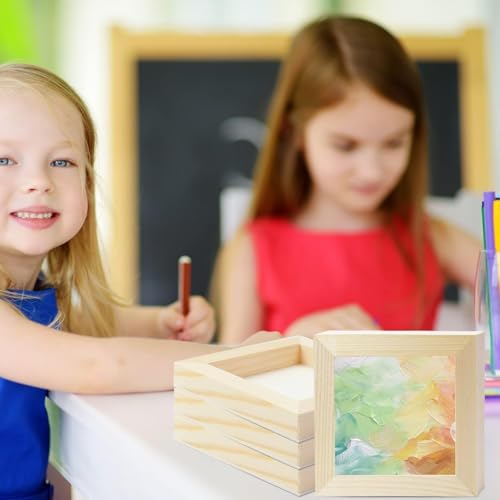 FSWCCK 10 Pack 5 x 5 inch Wood Panel Boards, Unfinished Wood Canvas Panels for Crafts, Painting Canvas, DIY Art Projects, Pouring, Arts Use with Oils, Acrylics - size: 5"X 5" 10 Pack