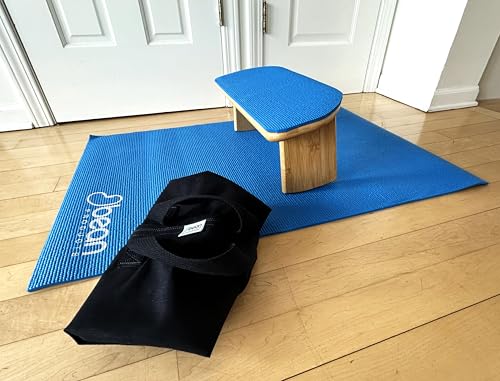 Bean Products Bamboo Foldable Meditation Bench – Supportive and Portable Kneeling Stool Chair with Meditation kit – Ergonomic Design for Seiza, Meditation, Prayer and Travel – Made in USA - color: Bamboo Bench Hinged Kit Black