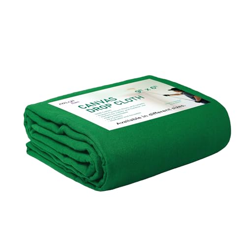 Canvas Drop Cloth for Painting 9x6 feet Pack of 1-8oz Painters Drop Cloths for Painting - All Purpose Canvas Tarps for Floor & Furniture Protection - Recycled Cotton Fabric - color: Green, size: 9x6 Ft - 1 pc