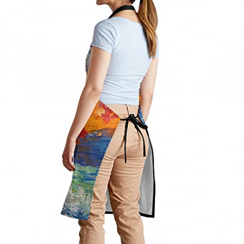 Giwawa Unisex Adult Apron Waterproof Stain Resistant Kitchen Cooking Apron with 2 Pockets for BBQ Grill Painting - color: Oil