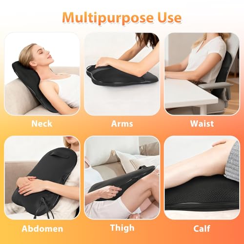Shiatsu Back and Neck Massager for Pain Relief Deep Tissue, 3D Kneading Lower Back Massager Pillow with Vibration Airbag for Back Neck Shoulder and Legs, Gifts for Mom,Dad,Women - color: Black-03