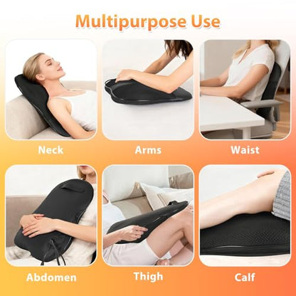 Shiatsu Back and Neck Massager for Pain Relief Deep Tissue, 3D Kneading Lower Back Massager Pillow with Vibration Airbag for Back Neck Shoulder and Legs, Gifts for Mom,Dad,Women - color: Black-03
