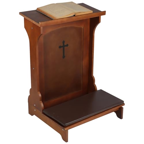 DoubleFill Solid Wood Prayer Bench Stool with Shelf and Cushion Church Prayer Bench Table Chair Padded Kneeler for Kneeling at Home, Religious Gifts, 23 x 20 x 32 Inches(Classic Style) - color: Colorful, style: Classic Style