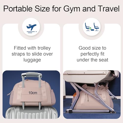 Mini Gym Bag for Women Girls Small Gym Tote Bag with Wet Compartment Waterproof Travel Duffle Bag Cute Workout Sport Bag - color: Rose Pink-14in
