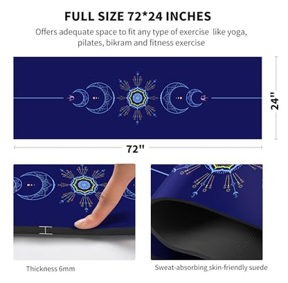 nuveti Yoga Mat Print Extra Thick TPE Non Slip Fitness Exercise Mat with Carrying Bag,72"x24" Extra Thick 6MM Exercise & Workout Mat for Yoga, Pilates Fitness and Floor Exercises - color: Blue