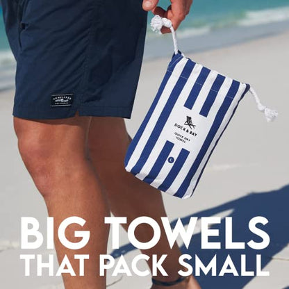 Dock & Bay Beach Towel - Quick Dry, Sand Free - Compact, Lightweight - 100% Recycled - Includes Bag - Cabana - Whitsunday Blue - Extra Large (200x90cm, 78x35) | Sand-Resistant, Includes Travel Bag, Lightweight & Compact, 100% Recycled DryQ Fabric, Extra L