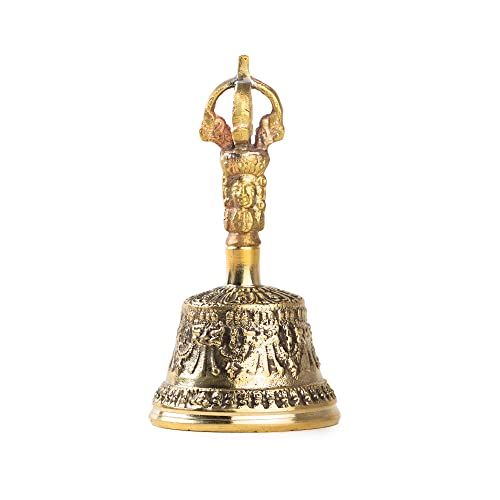 Mini Tibetan Bell Bajra Set - Dharma Object Alter Pray Singing Bowl Hand Bell Handmade Buddhist Meditation Bell by Himalayan Bazaar (4-Inch) - color: Mini Bell
