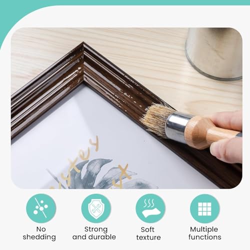 Mister Rui Chalk Wax Paint Brush, 4pcs, Chalk Paint Brushes for Furniture | Flat Pointed and Round Brush with Natural Bristles for Chalk Paint and Wax, All in One Paint Stencil Brushes, No Shedding