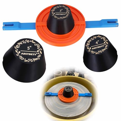 Pottery Centering Trimming Tool Set with Potter Bat System and 3 Pack Pottery Rim Cone, Ceramic Fixing Rim Shaper Tool