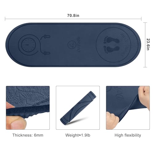 Jump Rope Mat 71"/63"x24" Larger Non-Slip Indoor Outdoor Exercise Fitness Mat, High-Density Workout Shock Absorption for Home Gym Flooring Concrete Jumping Rope - color: 71"x24"DarkBlue