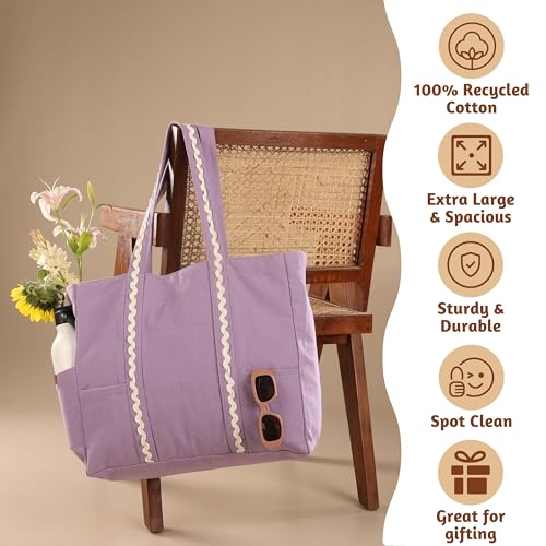 Folkulture Beach Tote Bags For Women, Beach Must Haves 2026-18x15 Inch | Waterproof,Sandproof, Large Tote Bags for Women, Swimming Pool, Beach Essentials, Simple Modern Pool Bag, Bolsos Para Mujeres - color: Lavendar