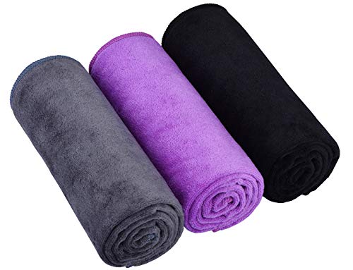 HOPESHINE Gyms Yoga Towels Soft Absorbent & Fast Drying 3-Pack - color: Black+grey+purple