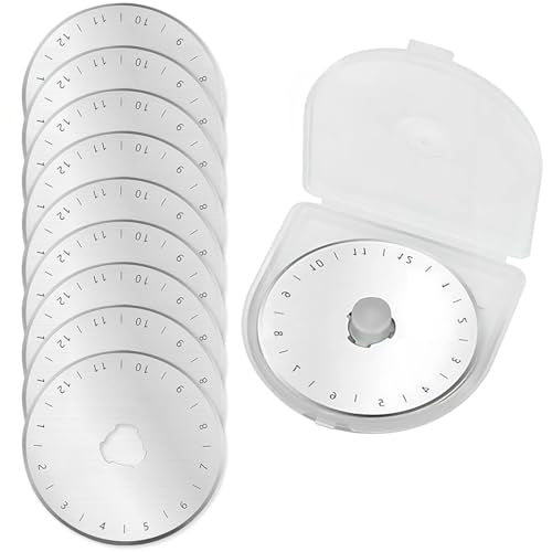 10 Pack Rotary Cutter Blades 45mm for Fits Fiskars,Olfa,Truecut Rotary Cutter Replacement Arts Crafts Quilting,Sharp and Durable