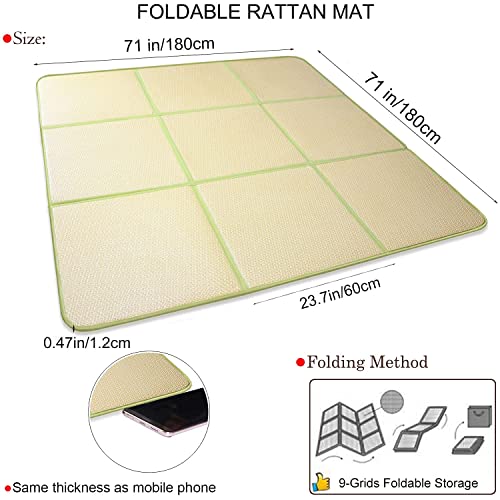Nisorpa 71'' x 71'' Japanese Tatami Mat Igusa Tatami Mattress 0.47'' Thick - color: Green
