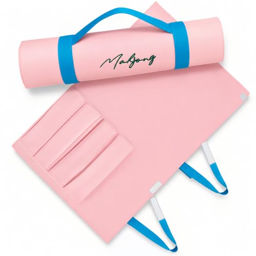 American Mahjong Rack Storage Bag – Roll-Up Canvas Carrier Fits 4 Racks & Pushers – Portable Protective Sleeve Organizer for Travel & Club – Mah Jongg Accessories Gift (Bag Only) (Pink) - color: Pink