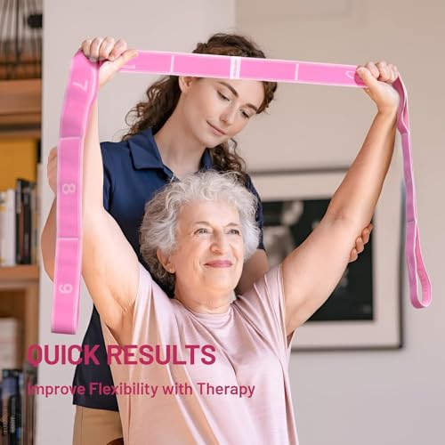 Slim Panda Stretch Strap, Multi-Loop for Physical Therapy,Elastic Yoga Stretching Strap for Dance,Yoga, Pilates & Gymnastics Exercise, Ballet Stretching Band for Flexibility, Leg Stretching - color: Pink+Purple