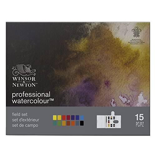 Winsor & Newton Professional Watercolor Paint Set, 12 Half Pan Field Box | 12 Half Pans, Unrivalled Transparency, Single Pigment Vibrant Colors, Archival Permanence, Heritage Brand, Finest Pigments - style: Field Box 12 Half Pan