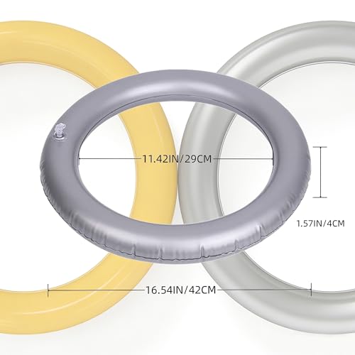 2 Pack Yoga Ring, High Strength PVC Yoga Circle for Women & Men, Non-Slip Smooth Surface, Home Gym Fitness Accessories for Balance Stretching Shaping(Gray&Yellow)