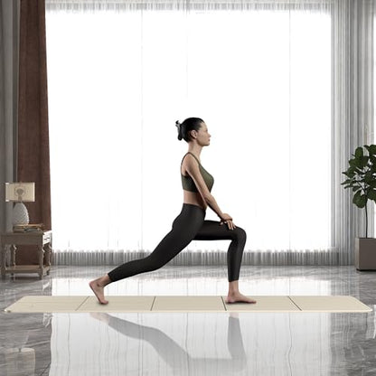 Readaeer Foldable Yoga Mat for Travel Folding Yoga Mat 6mm Thick with Carrying Bag, Non-Slip TPE Exercise Pilates Mat for 72" L x 24" W x 0.24 Inch - color: Beige