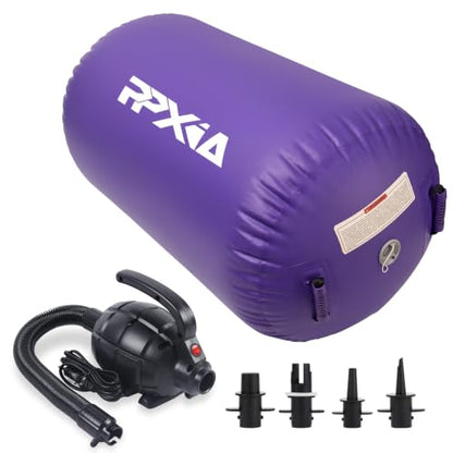 Gymnastics Air Roller Air Barrel Inflatable Tumbling Mat, Tumble Track Backhandspring Mat Gymnastic Equipment with Pump for Yoga Training Cheerleading Home Use - color: A Purple, size: 39.37 x 31.5inch