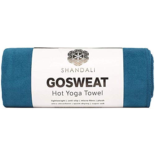 Shandali GoSweat Non-Slip Hot Yoga Towel with Super-Absorbent Soft Suede Microfiber in Many Colors, for Bikram Pilates and Yoga Mats. - color: Evening Blue, size: 26.50" x 16.00"