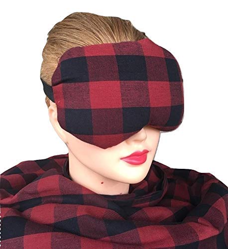 Eye Mask Lavender Eucalyptus, Sinus, Herbal Pack, Hot Cold Pack, Heat Wrap,Organic, Flax Seed, Microwave Therapy, Sleep Mask, Yoga Meditation Eye Pillow, Buffalo Plaid Checkers