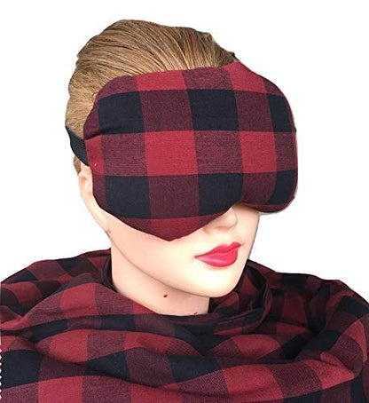 Eye Mask Lavender Eucalyptus, Sinus, Herbal Pack, Hot Cold Pack, Heat Wrap,Organic, Flax Seed, Microwave Therapy, Sleep Mask, Yoga Meditation Eye Pillow, Buffalo Plaid Checkers