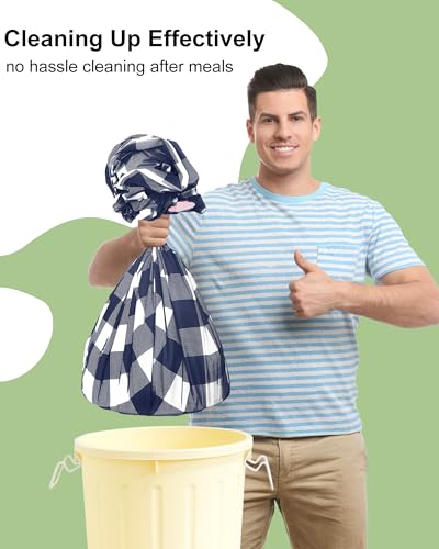 Smiry 8 Packs Gingham Disposable Table Cloth, 54 x 108 Inch Waterproof Plastic Tablecloth, Rectangle Navy and White Checkered Table Covers for Picnic, Birthday, Party - color: Navy and White, size: 54"x108" (Pack of 8)