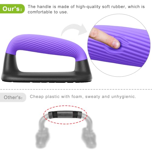Kipika Push Up Bars, Pushup Stands, Anti-Slip Soft Plastic Push Up Handles, Bottom Anti-Slip Pad, Strength Training Equipment, Perfect for Floor Workout Exercise - color: F: Black & Purple