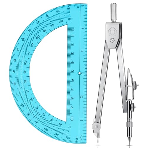 EBOOT Student Geometry Set, 180 Degree Protractor Compass 6",Blue | Swing Arm Protractor Ruler Compass, Geometry Drawing Tools for Measuring Angles, School Classroom Math Supplies - color: Blue
