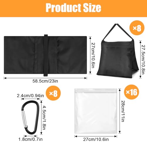 8 Packs Weighted Sand Bags, Heavy Duty Sandbags Weight Bags, Tripod Weight Sandbags for Canopy Tent, Umbrella Base, Backdrop Stand, Photo Tripod, Picnic Table,Fishing Chair (Black)